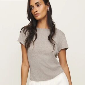NWT Reformation Max Slim Tee in Heather Taupe